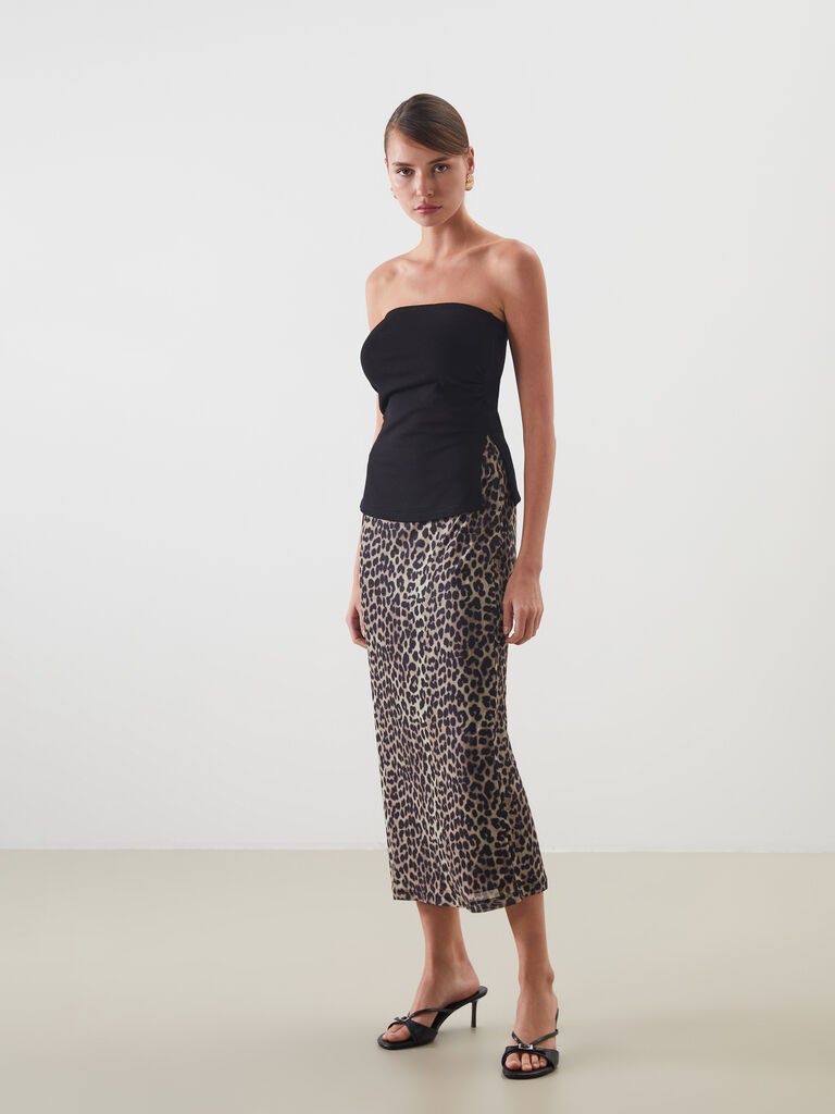 LC Waikiki Ženska suknja W58705Z8-F9C, Midi, Braon