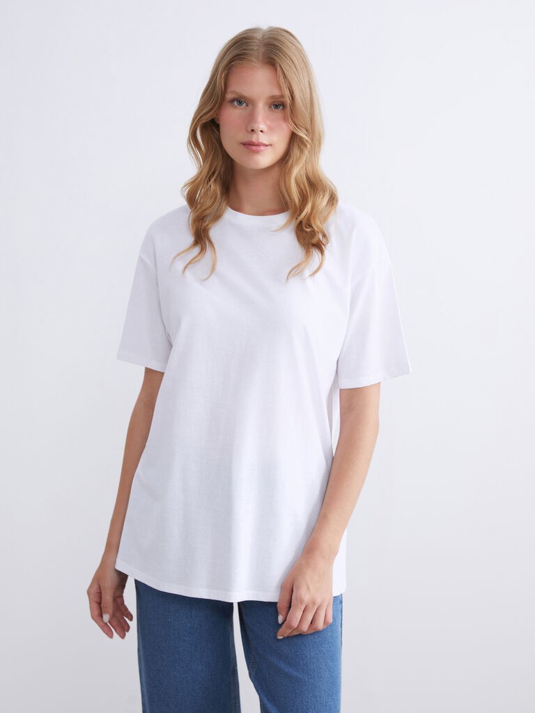 LC Waikiki Ženska majica W55006Z8-Q6K, Okrugli izrez, Bela