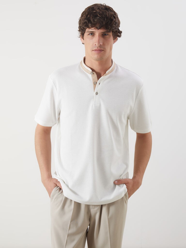 LC Waikiki Muška majica kratkih rukava W52108Z8-R9J, Prljavo bela