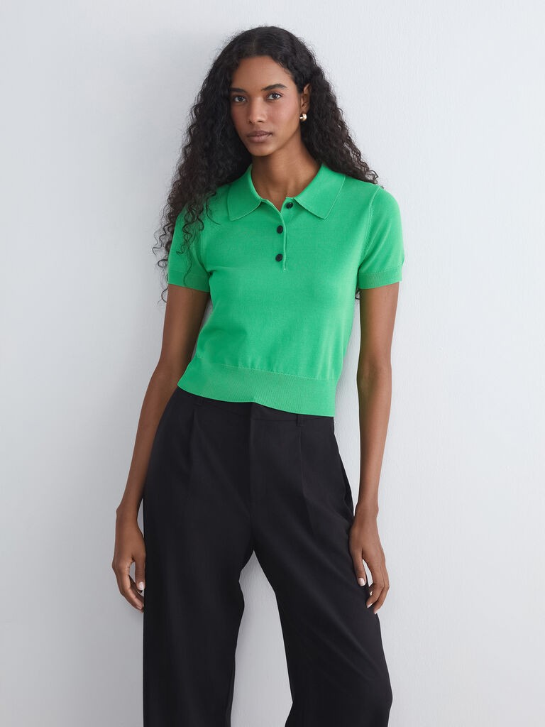 LC Waikiki Ženski džemper W5J120Z8-FKX, Kratki rukavi, Zeleni