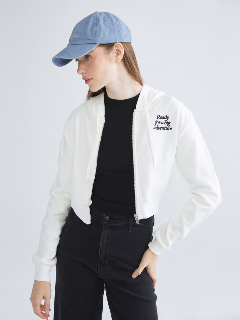 LC Waikiki Ženski duks sa rajsferšlusom W58299Z8-R9J, Beli