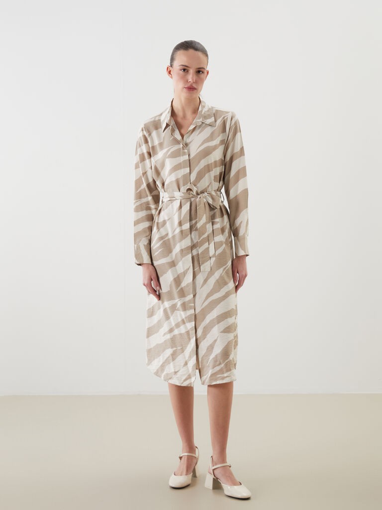 LC Waikiki Ženska midi haljina W53739Z8-LRA, Bež