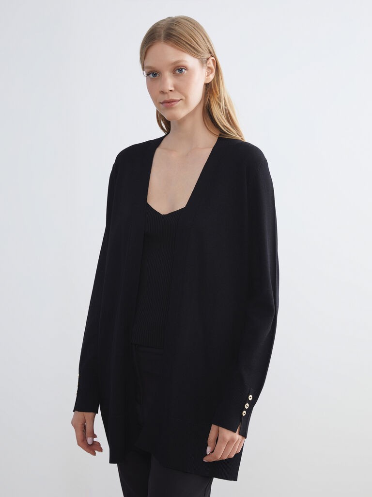 LC Waikiki Ženski džemper W5AJ16Z8-CVL, Dugi, Crni