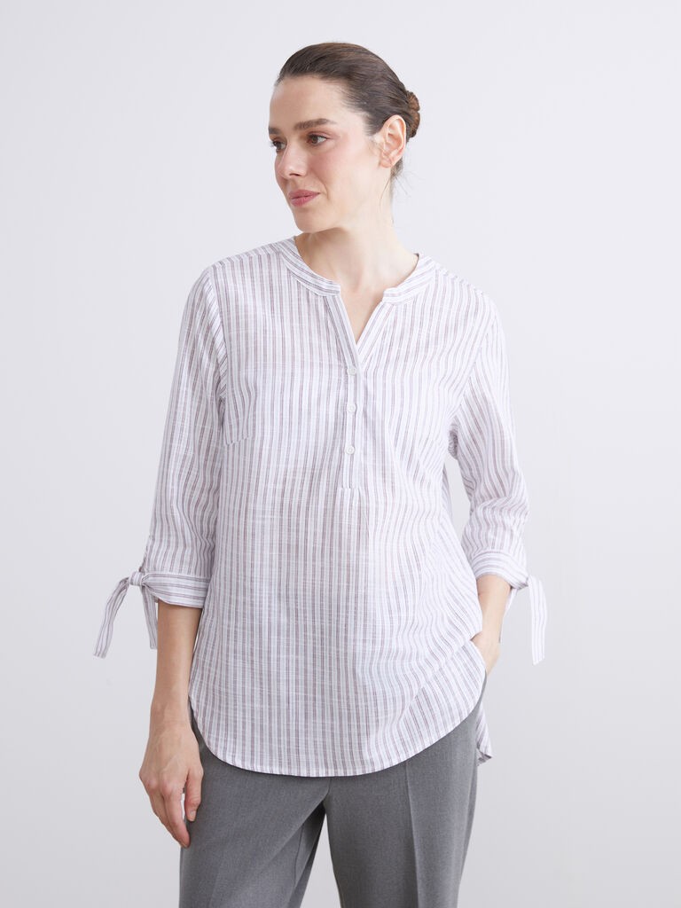 LC Waikiki Ženska bluza W54683Z8-LHW, Sivo-bela