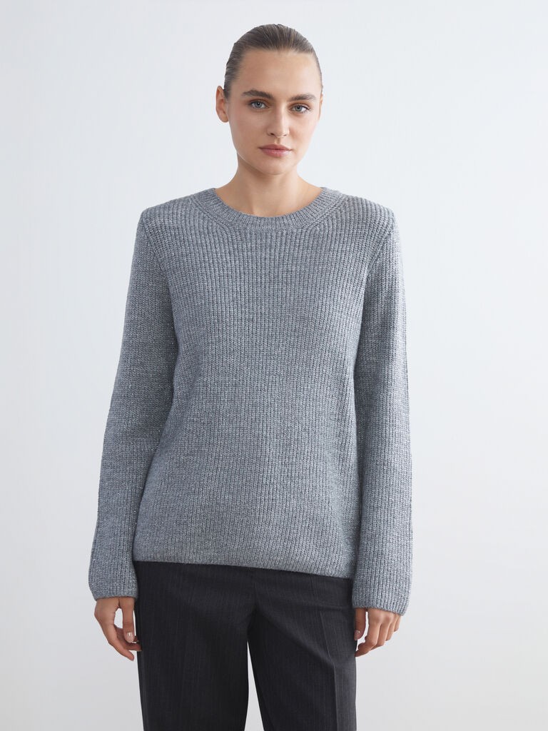 LC Waikiki Ženski džemper W5BD54Z8-CX7, Okrugli izrez, Sivi