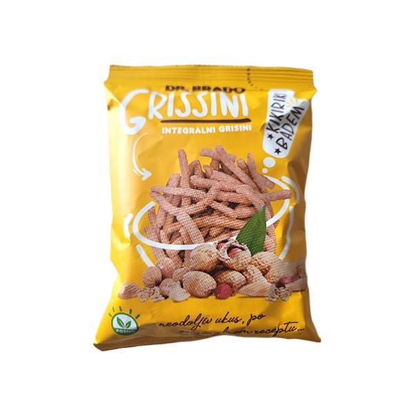 DR. BRADO Integralni grisini sa kikirikijem, bademom i susamom, 70g