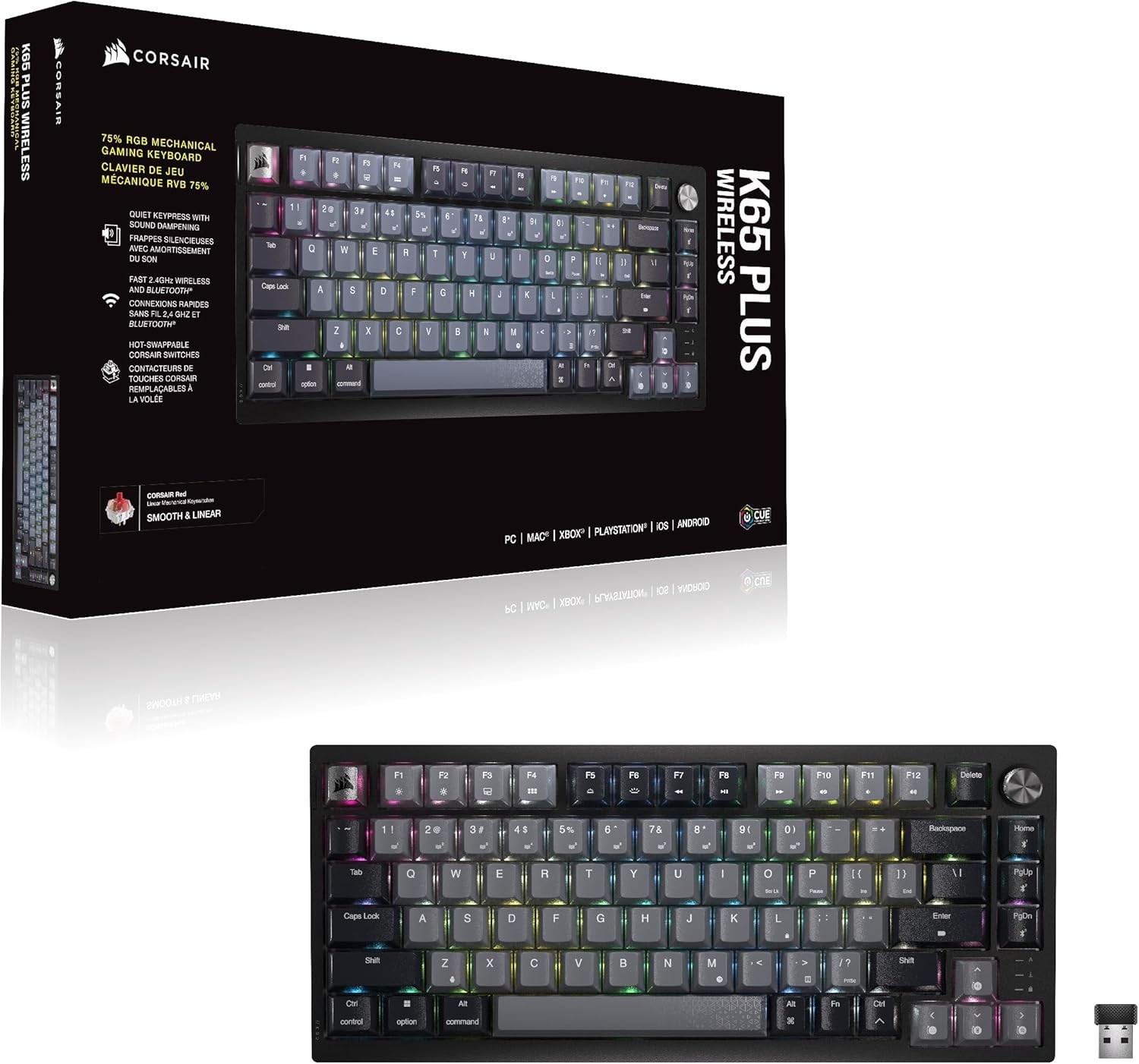 Corsair gaming Tastatura K65 Plus bežicna/mehanicka/CH-91D401L-NA/RGB/crna