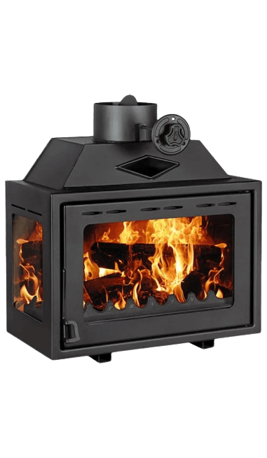 PRITY Ugaoni kamin na drva, O levi/desni, 10 kW, Crni