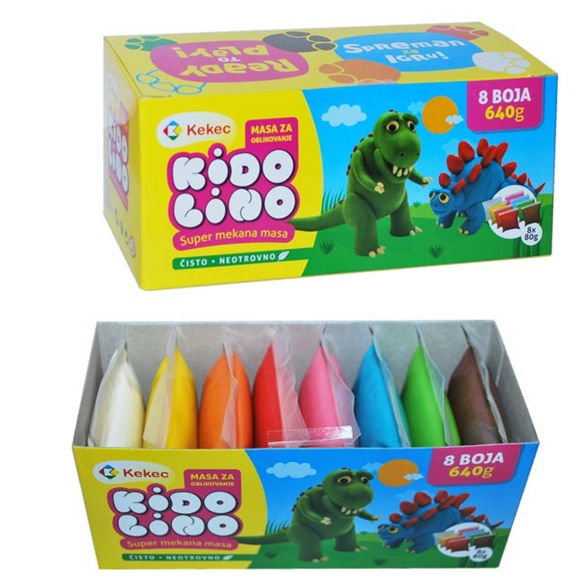 Kidolino Plastelin, 640 g, 8 boja