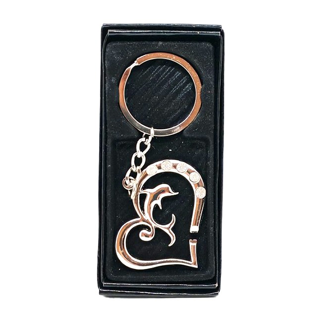 Privezak za ključeve Srce delfin, Zlatne boje