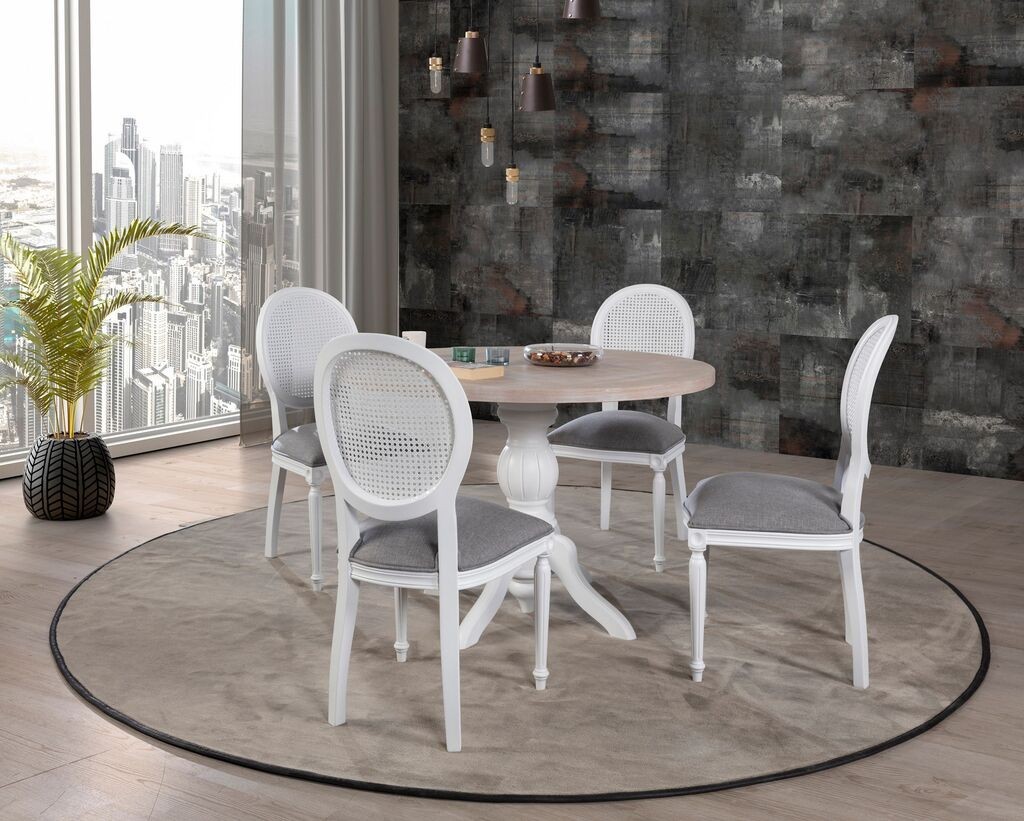 Hanah Home Trpezarijski sto i stolice Albero133, 100x75x100 cm, 4 stolice, Smeđi