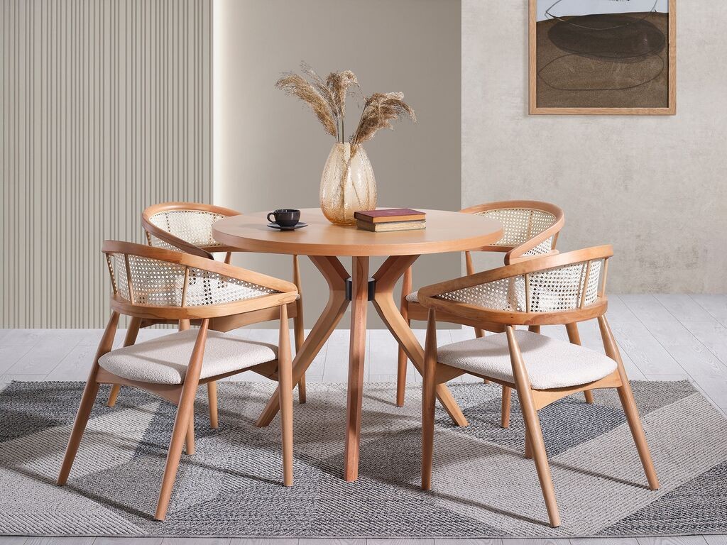 Hanah Home Trpezarijski sto i stolice Vegas, 100x100x75 cm, 4 stolice, Smeđi