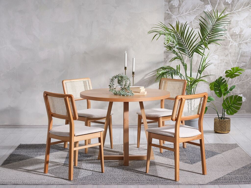 Hanah Home Trpezarijski sto Puffy, 100x100x75 cm, Smeđi