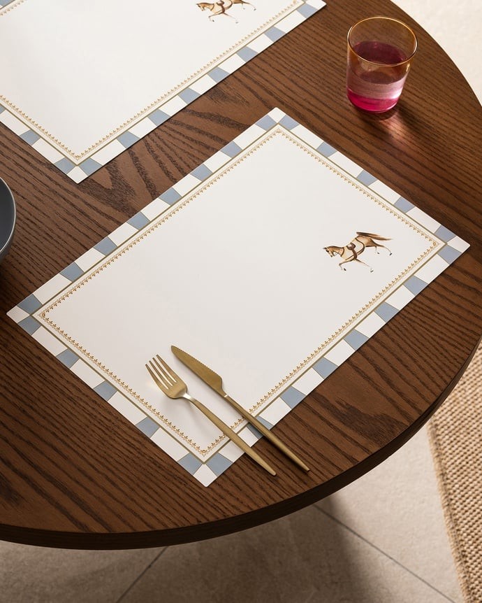 Madame Coco Set podmetača za sto Laure, 42x29cm, 4 komada, Belo - sivi