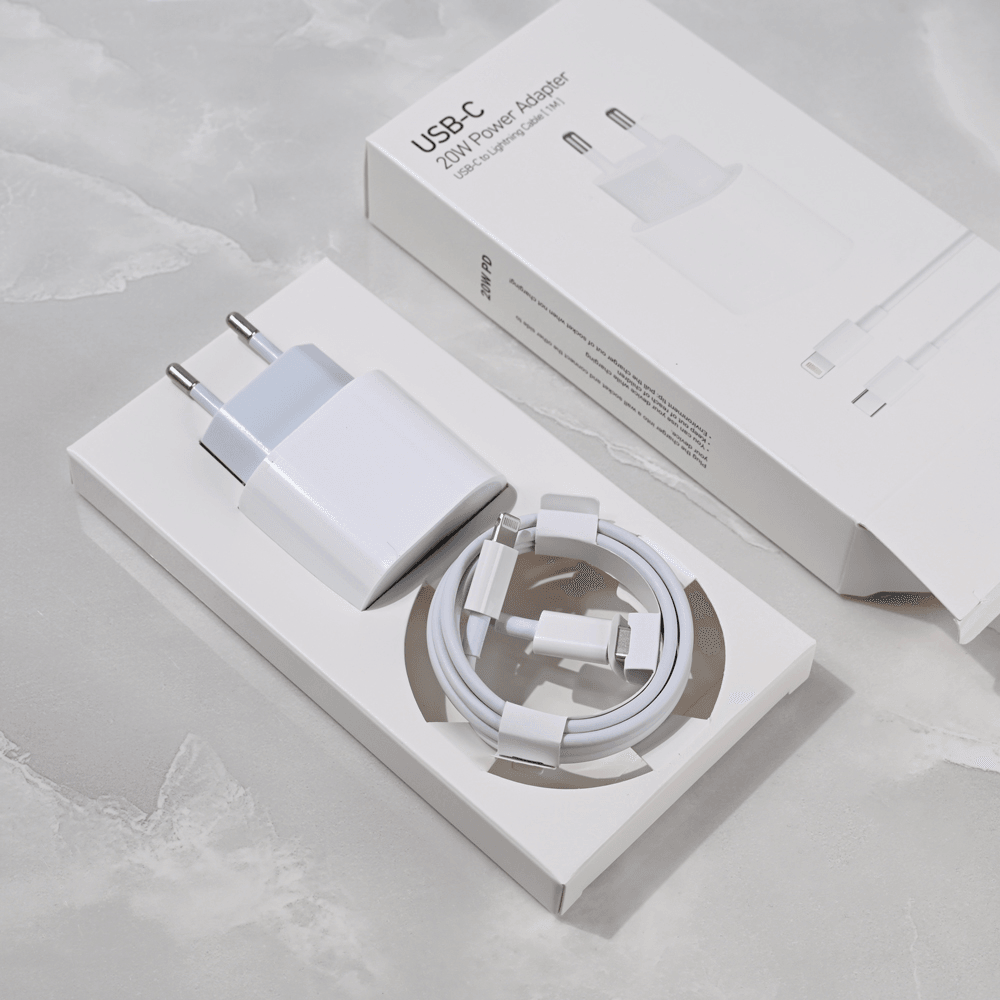 Kućni punjač PD Fast charger za iPhone 11-14 sa PD lightning kablom CE, 20W, Beli