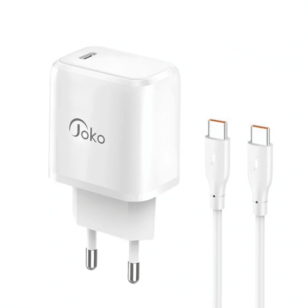 Konfulon Kućni punjač JK91+DC67 PD20W sa PD kablom Type C na Type C, Beli