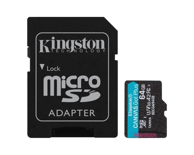 Kingston Memorijska kartica U3, V30, microSDXC, 64GB, Canvas Go Plus, 200MB/s, A2, Adapter, SDCG4/64GB