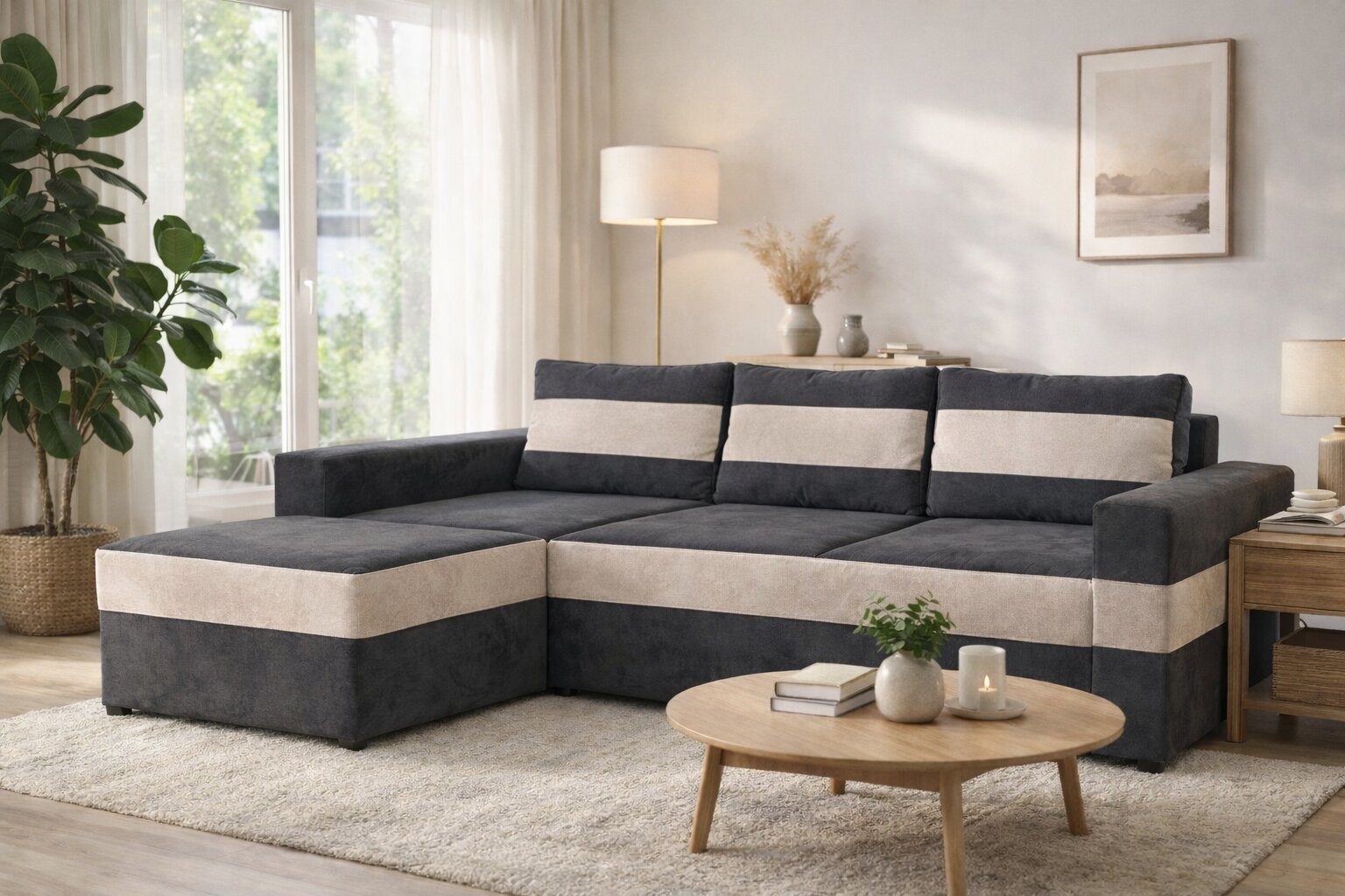 Ugaona garniura York Plus, Siva