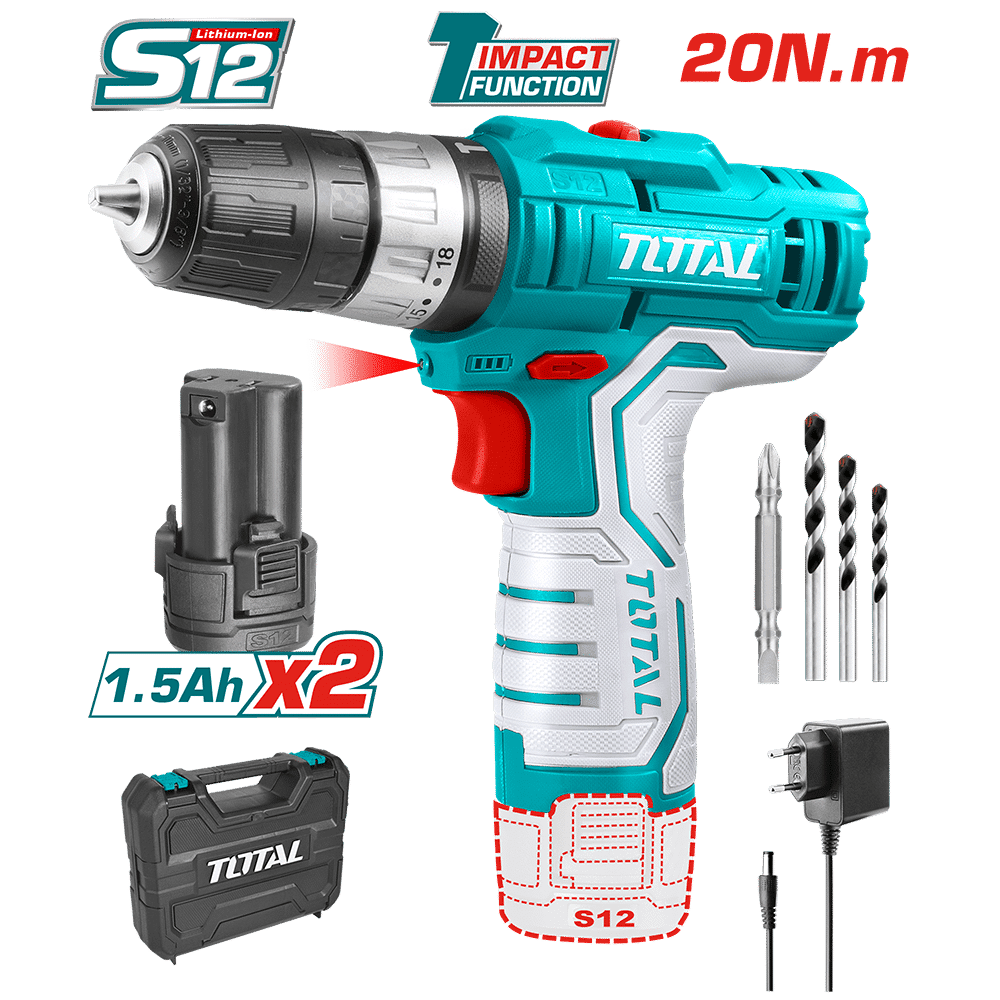Total Aku udarna bušilica TIDLI12201, 12V, 20 NM, 10mm, 2x1.5 Ah, Kofer