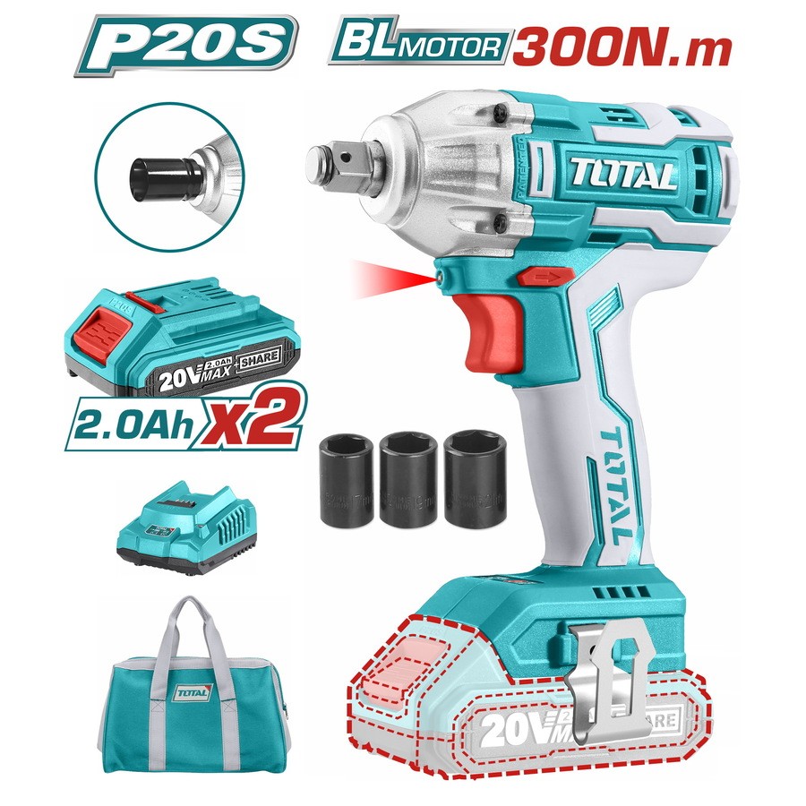 Total Aku nasadni odvijač TIWLI2001, 300Nm, 2x2Ah