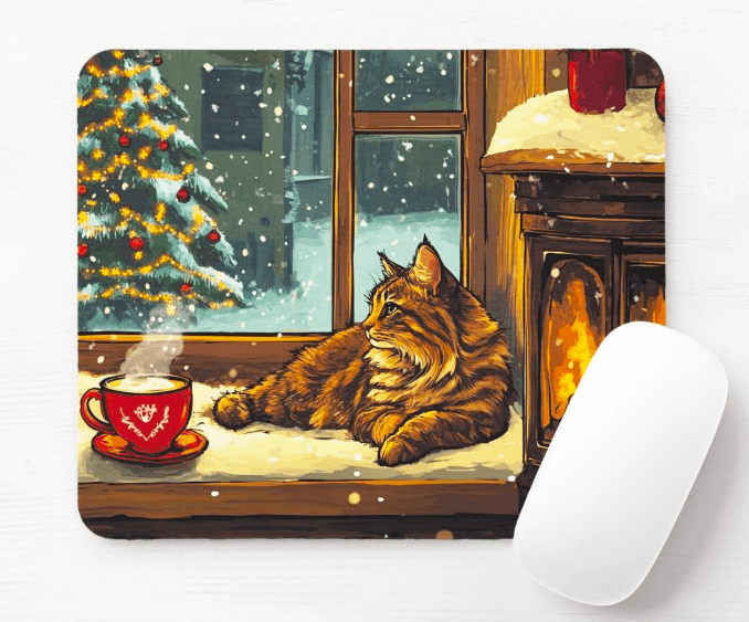 Podloga za miš Nova godina i maca, Šarena