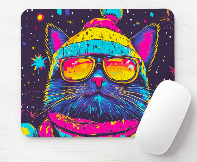 Podloga za miš Nova godina i maca, Šarena