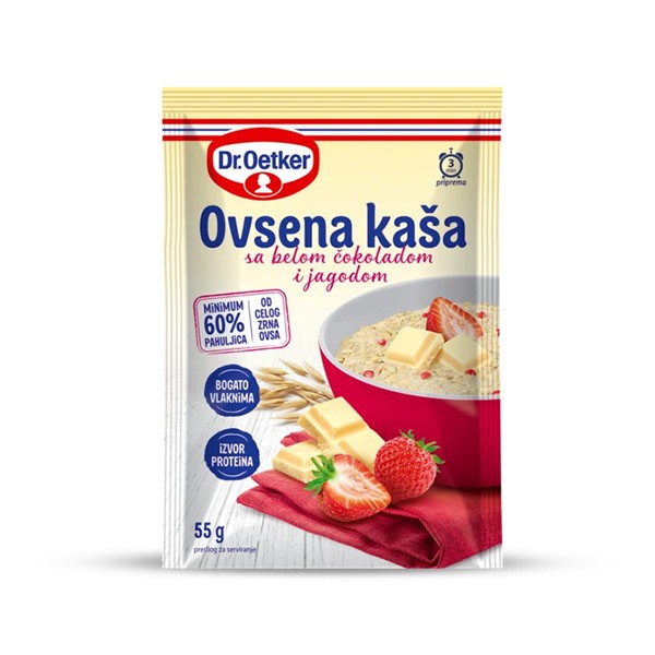 Dr.Oetker Ovsena kaša Natural Vibes, Sa belom čokoladom i jagodom, 55g