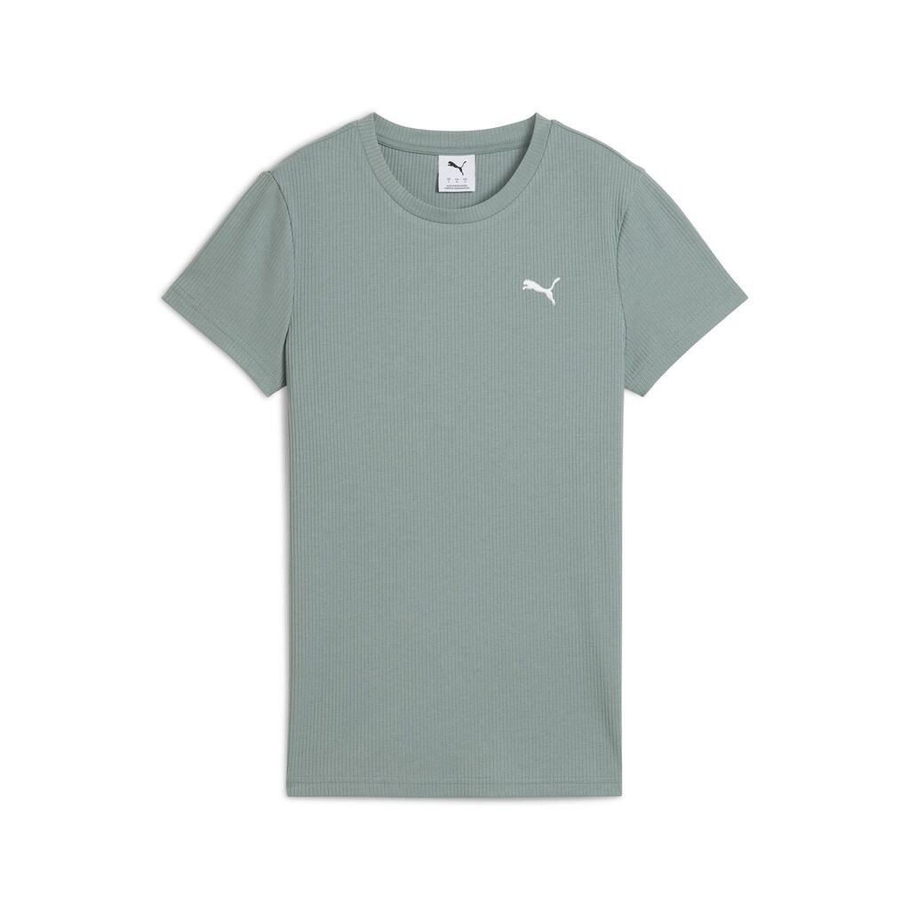 Puma Ženska majica Ess elevated rib tee, Kratak rukav, Zelena
