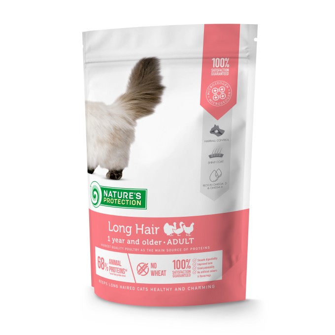 NATURE'S PROTECTION Hrana za mačke Adult Long Hair Poultry, 400g