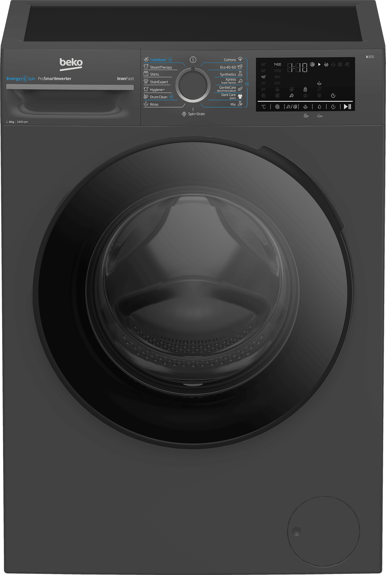 BEKO Mašina za pranje veša BM3WFSU48415ADC, 8kg, 1400obr/min, ProSmart Inverter, Tamnosiva