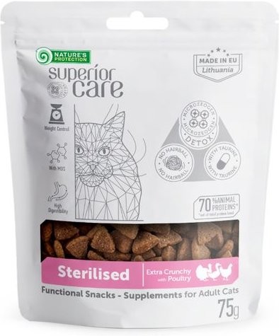 NATURE'S PROTECTION Poslastice za mačke Sterilised, 75g