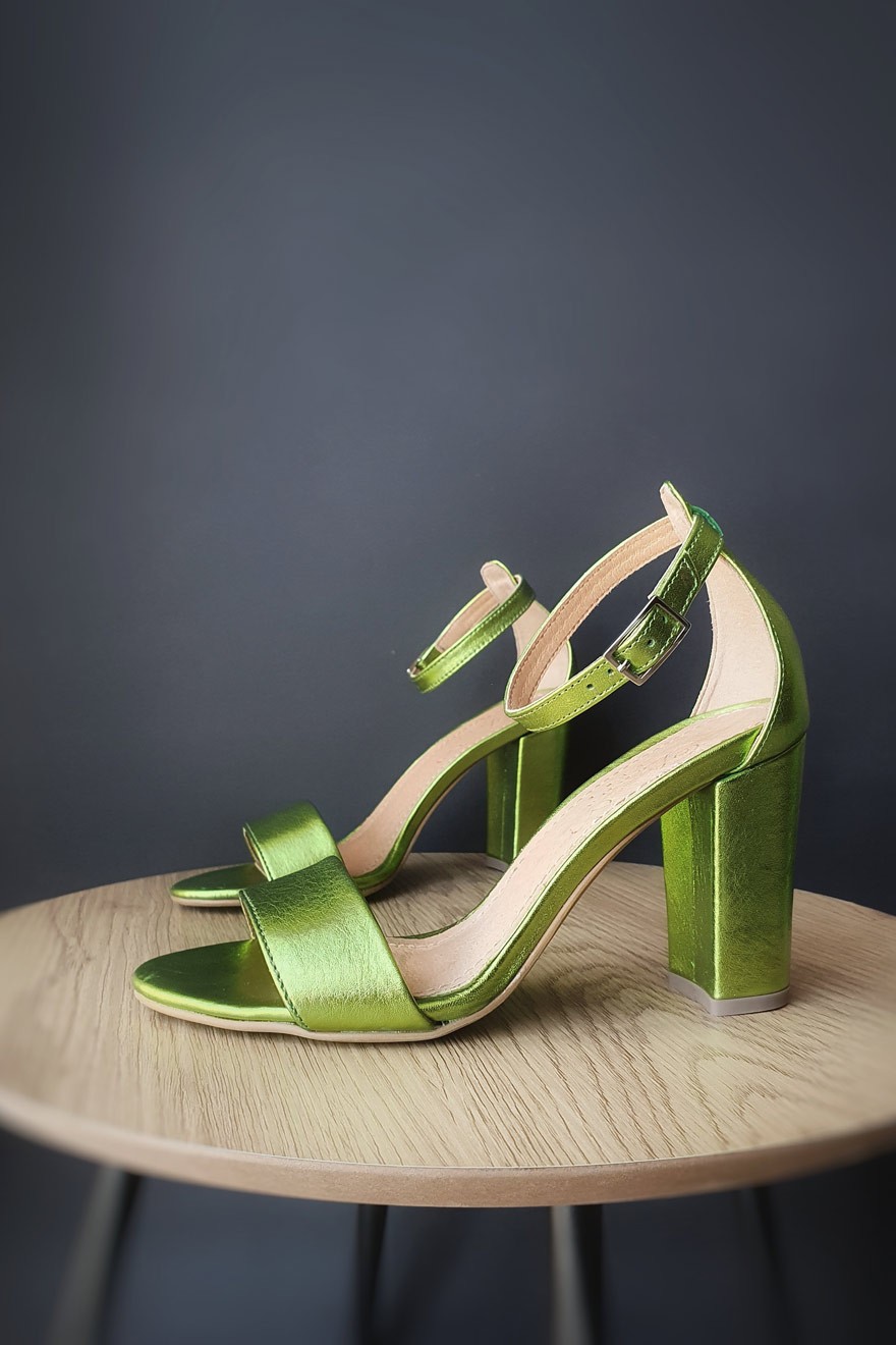 Ženske sandale Klara, Kožne, Zelene