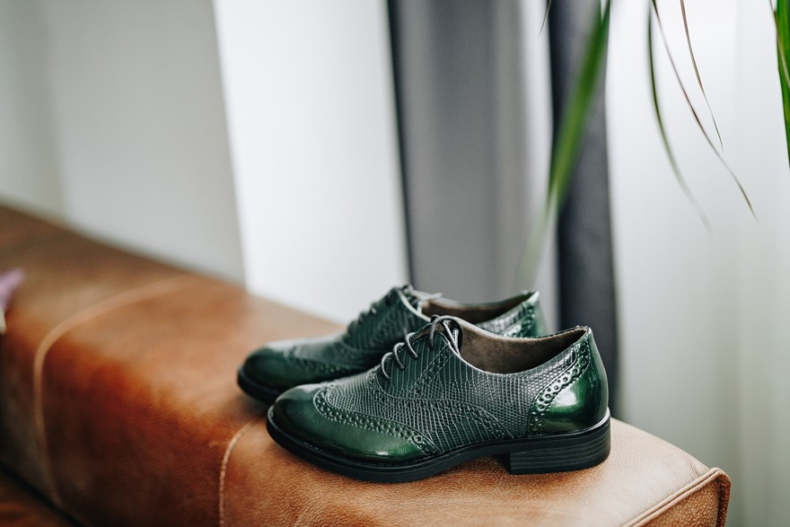 Ženske cipele Oksfordice, Zelene