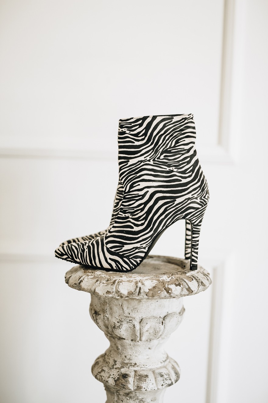 Ženske čizme na štiklu Grazia, Crno - bele