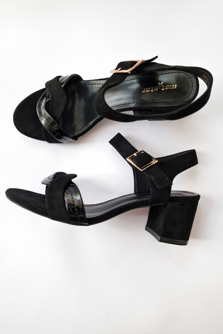 Ženske sandale sa debelom petom, Crne