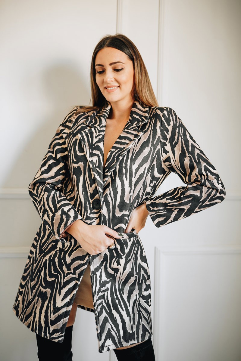 Ženski kaput, Crno - bež