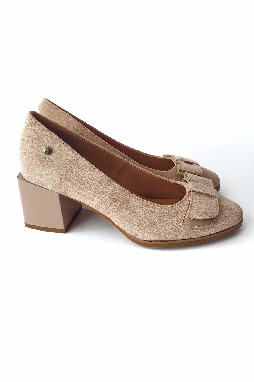 Ženske cipele sa debljom petom, Bež