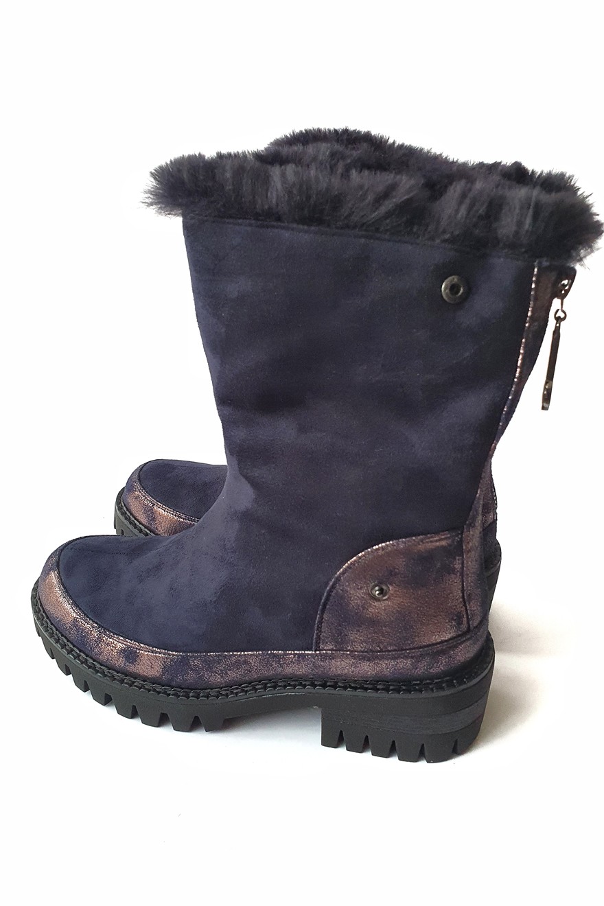 Ženske čizme sa krznom, Teget