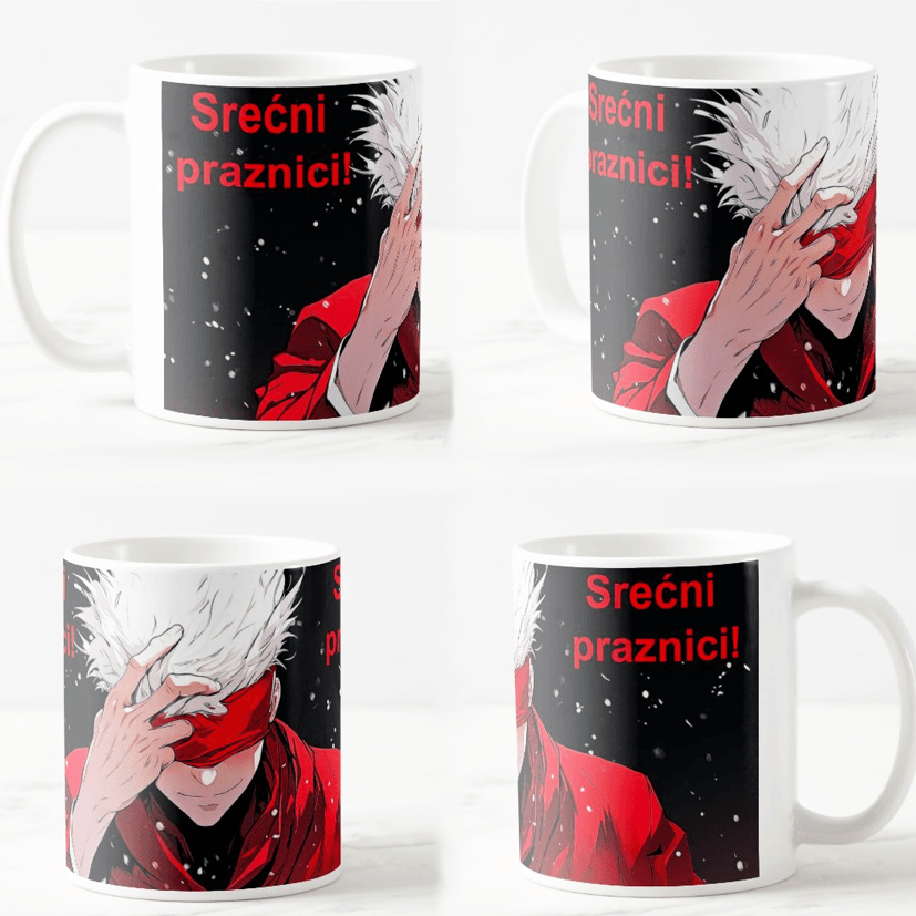 Keramička šolja anime Novogodišnji Jujutsu Kaisen, 330ml, Višebojna