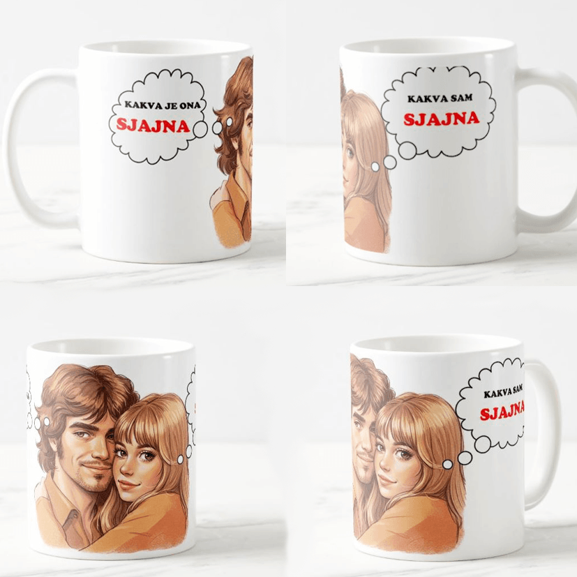 Keramička šolja Zaljubljeni, 330ml, Višebojna