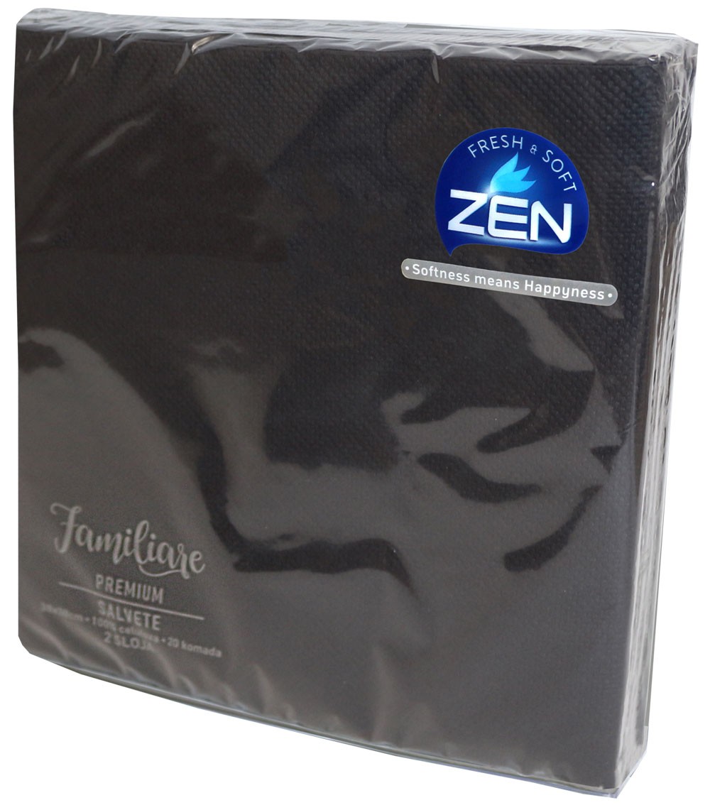 Zen Salvete Familiare Premium, Dvoslojne, 20 komada, Crne