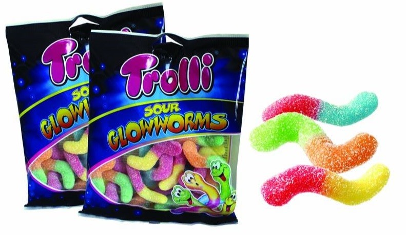 Trolli Bombone Sour glowworms, 100g
