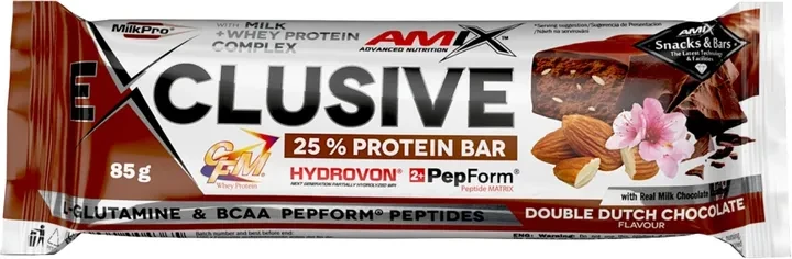 Amix Proteinska čokoladica Exclusive Bar, Dupla Čokolada, 85g