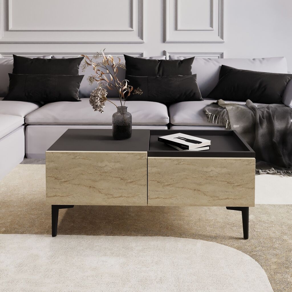 Hanah Home Klub sto Mia, 91.8x38.6x45 cm, Antracit-krem