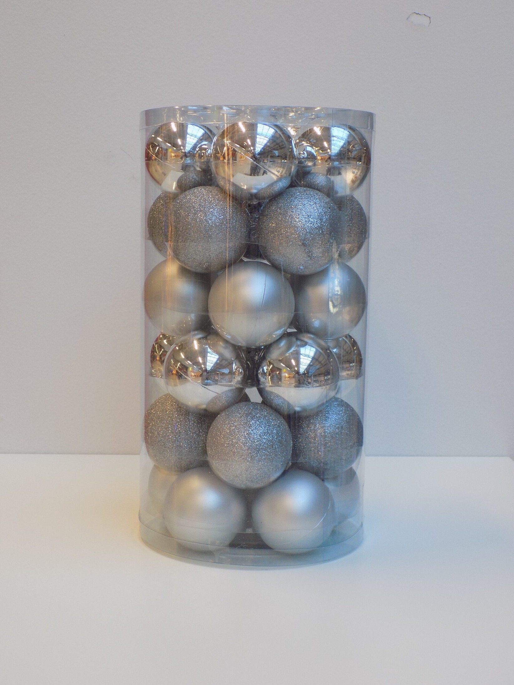 Novogodišnji ukrasi set PVC kugle, 34 komada, Srebrni