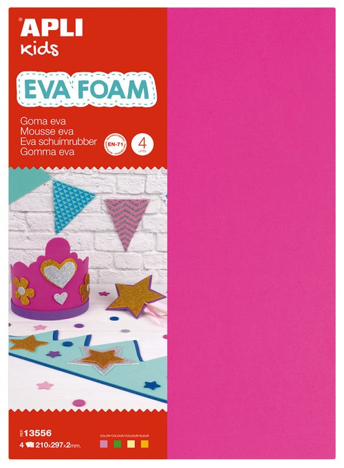 APLI Eva pena fluorescentne 4 boje A4, Šareni