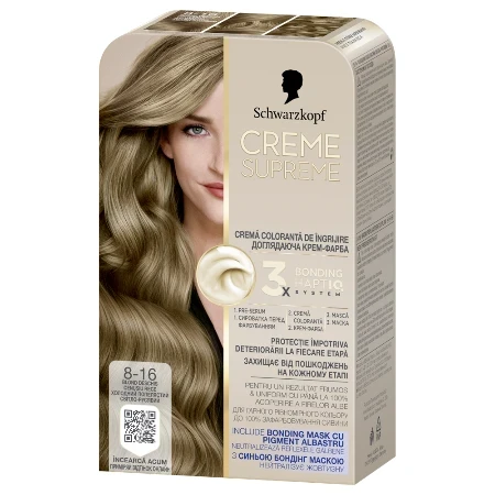 Schwarzkopf Farba za kosu Creme supreme,  8-16 natural ash blonde
