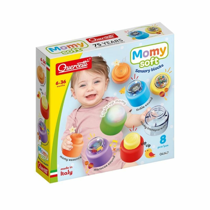 Quercetti Mekane kocke za bebe Momy Soft Sensory, 8 komada
