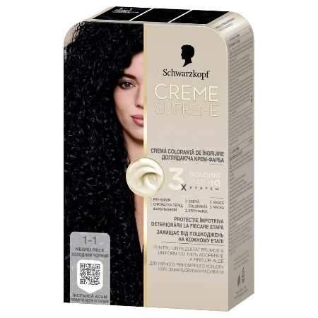 Schwarzkopf Farba za kosu Creme supreme,  1-1 cool black