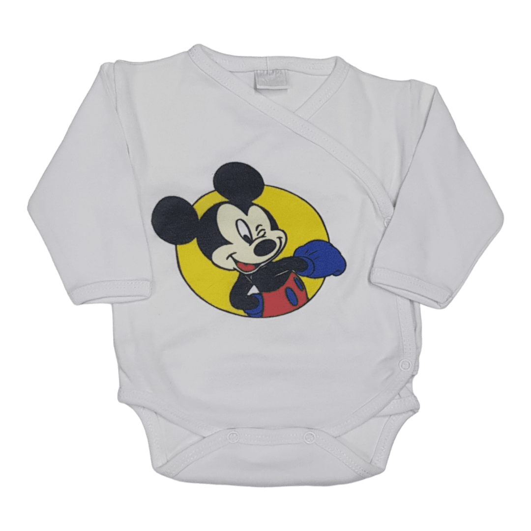HAJDI Bodi za bebe dugih rukava Mickey, Beli